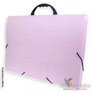 MALETA PLÁSTICA COM ALÇA OFÍCIO DELLOFINE ROSA REF 2152Q - DELLO