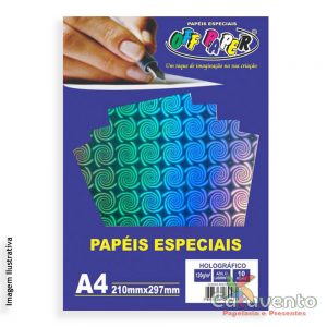PAPEL HOLOGRÁFICO AZUL COM LABIRINTO A4 120G 10 FOLHAS - OFF PAPER
