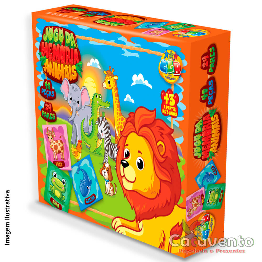 JOGO DA MEMÓRIA ANIMAIS 48 PEÇAS REF 115 - GGB BRINQUEDOS - Papelaria  Catavento