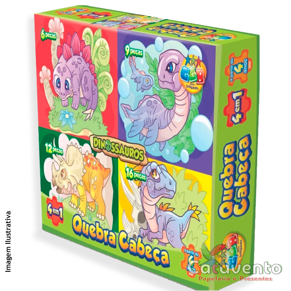 Jogo 4 Quebra Cabeça Dinossauros Infantil C/ 12 Peças - Decoraset.com