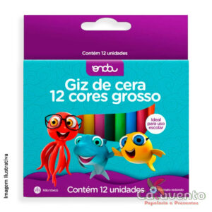 GIZ DE CERA REDONDO 12 CORES GROSSO - ONDA