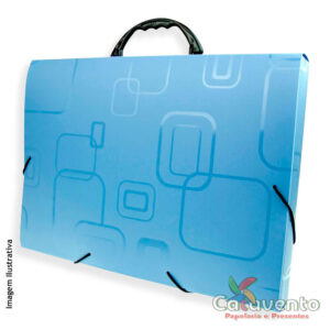 MALETA PLÁSTICA COM ALÇA OFÍCIO DELLOFINE AZUL CLARO REF 2152B - DELLO