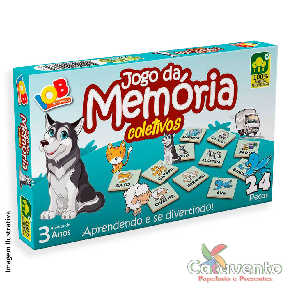 JOGO DA MEMÓRIA COLETIVOS 24 PEÇAS CM MADEIRA - Ditlanta distribuidora