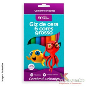 GIZ DE CERA REDONDO GROSSO 6 CORES - ONDA