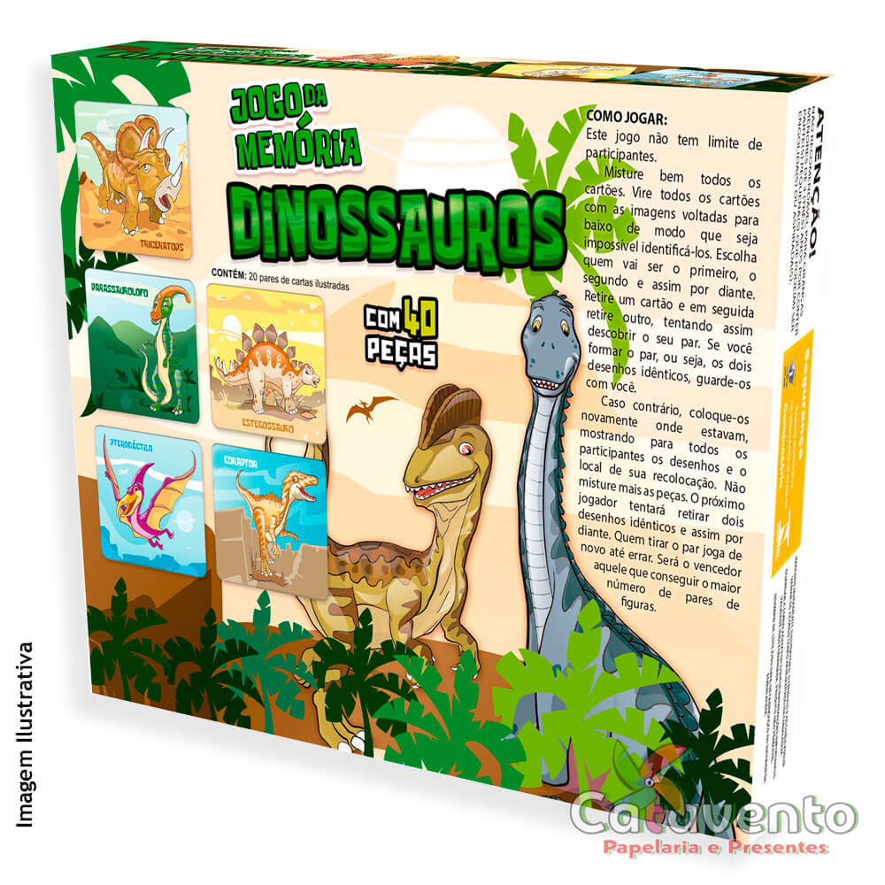 JOGO DA MEMÓRIA DINOSSAUROS 48 PEÇAS REF 1003 - GGB BRINQUEDOS - Papelaria  Catavento