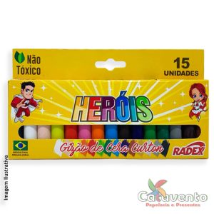 GIZ DE CERA REDONDO 15 CORES GIZÃO CURTON HERÓIS REF 2563 - RADEX