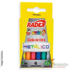 GIZ DE CERA REDONDO 6 CORES GIZÃO METÁLICO HERÓIS REF 8635 - RADEX